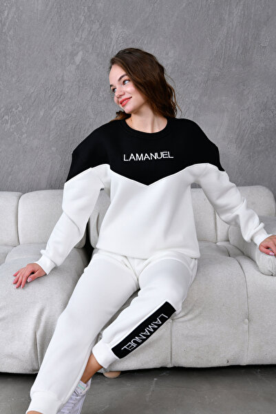 The Besso Σετ αθλητικής φόρμας Lamanuel με κέντημα στο λαιμό - 100% βαμβάκι, υπερμεγέθη κοπή, 3 κλωστές με ανάγλυφο