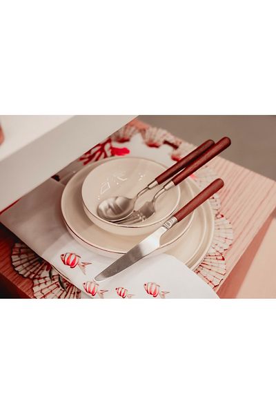 AROW Heres 18 Piece Acacia Handle Fork Spoon Knife Set