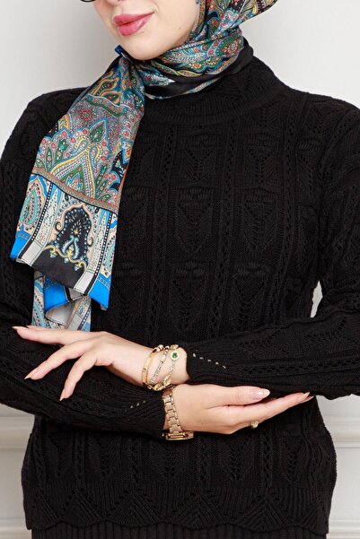 Sevitli Lace Embroidered Gilet Knitwear Set-Black