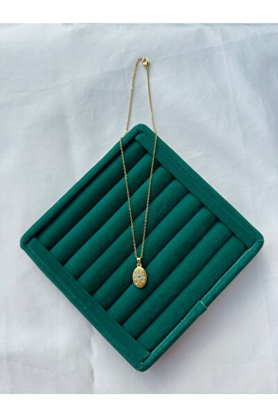 MİOSAPRİVE 316L Kararmaz Çelik Altın Kaplama Taşlı Vintage Kolye ( 3 Renk Seç...