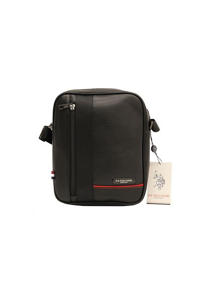 U.S. Polo Assn. حقيبة كتف من الجلد الصناعي باللون الأسود من Plevr 8419-s Us Polo Assn