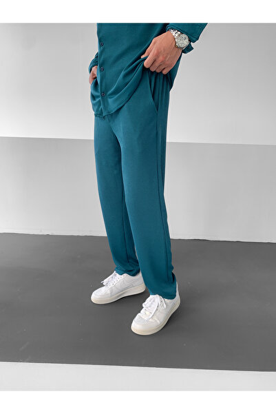 NO1 KONSEPT Σετ με μακρυμάνικο μπλε βενζίνης με χαλαρή εφαρμογή