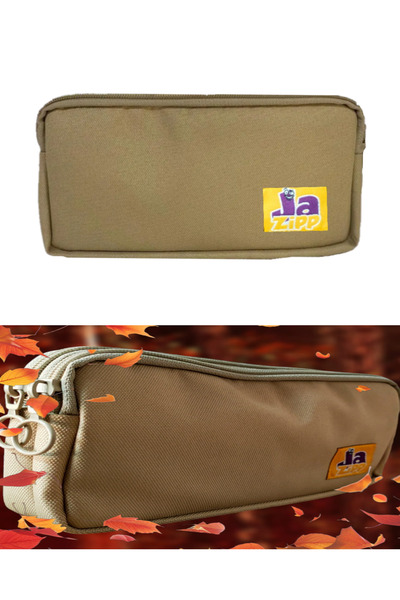 arttone Jazipp Premium Double Compartment Pencil Case Pen Bag Cream 22X12X4Cm