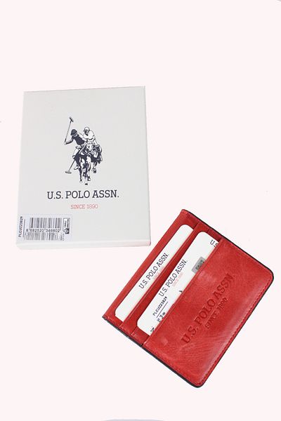 U.S. Polo Assn. Plcuz 23829 - US Polo Assn. محفظة وحامل بطاقات من الجلد الطبيعي للرجال