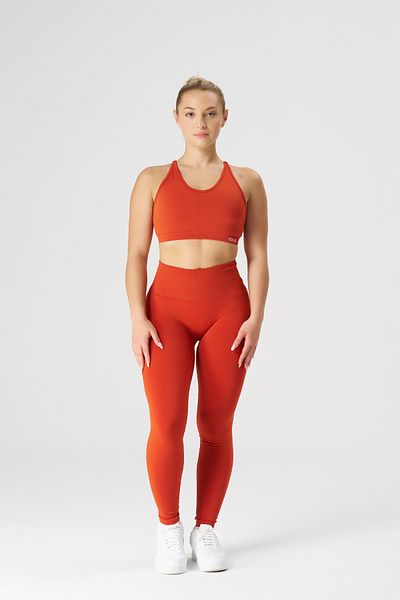 qlu Attractive Collection Women's Orange Seamless / Seamless Scrunch Leggings