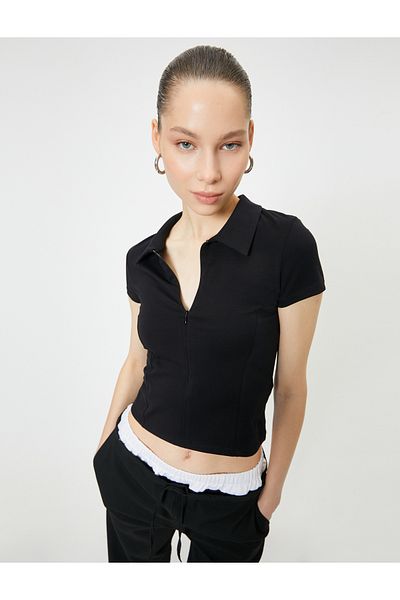 Koton Tricou polo cu mânecă scurtă și fermoar