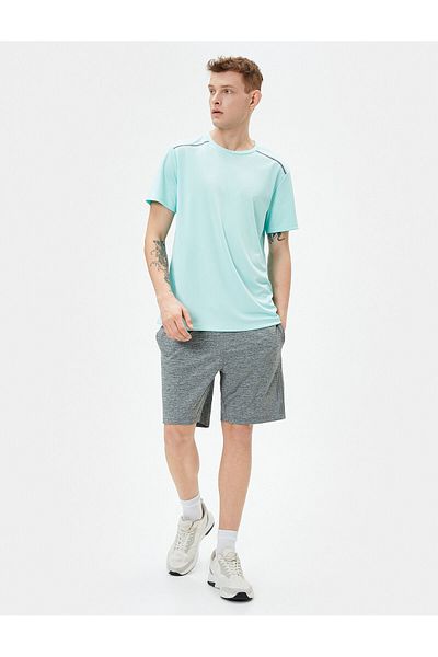 Koton Sport T-Shirt Rundhals Reflektor Aufdruck Kurzarm