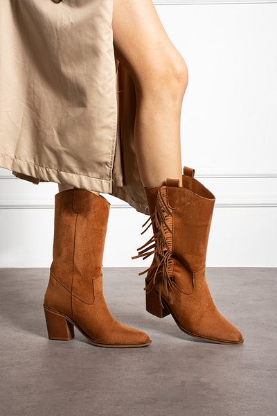 wolk shoes أحذية رعاة البقر النسائية - تان