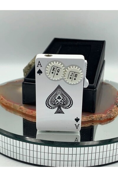 NikaŞ Kişiye Özel As Maça Temalı Pürmüz Alevli Gold Renk Çakmak