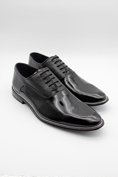 İmza Black Genuine Leather Patent Leather Neolite Sole Lace Up Tuxedo Shoes 1033235127