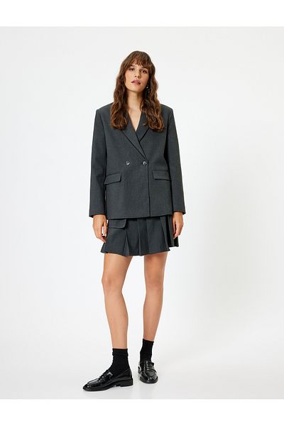 Koton Double Breasted Cut Oversize Blazer Jacket