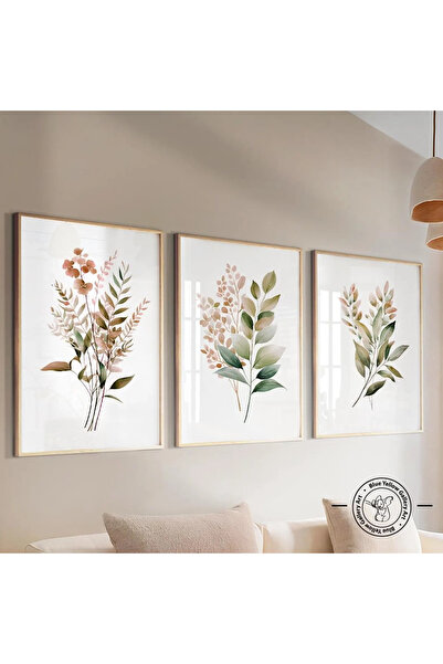 woodhomeworks Ahşap Çerçeveli 3 Lü Soyut Tablo Home Ev Salon Oturma Odası Yat...