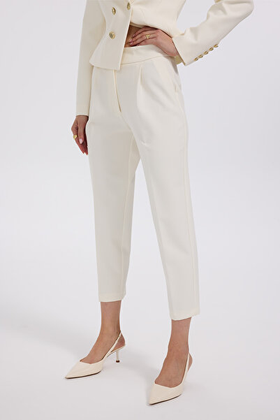 Ekol Ecru Side Pocket Pipe Leg Trousers
