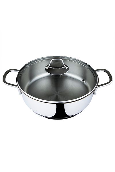 Serenk Oală modernistă din oțel inoxidabil 2,4 litri Oblate Karnıyarık 24 cm
