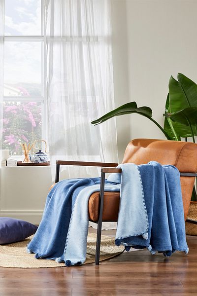 Özdilek Colorist Double Sided Cotton Blanket with Pompom 180X220 cm