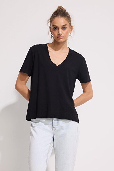 BABOKAH V Yaka Modal Rayon Premium T-shirt