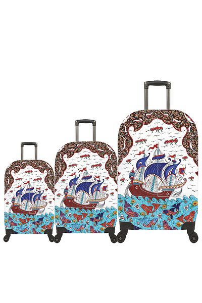 MY SARACİYE My Wardrobe Luggage Cover, Suitcase Cover Large, Medium, Cabin Size Cover Set, My Tile Ship 57