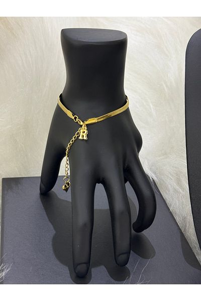 Hediyedukkani Tarnish Free Italian 1 Piece Letter Bracelet Lover, Couple, Friend, Bracelet 1 Piece Necklace