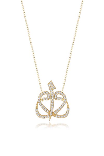 SARIASLAN 14 Ayar Altın Renk Elif Vav Gümüş Kolye,en Güzel Doğum Günü Hediyes...