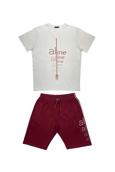 Masimar Men's 2 Thread Printed V-Neck Shorts T-Shirt Set