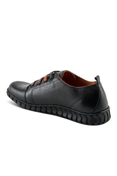 İNZE AYAKKABI Genuine Leather Black Casual Shoes Model Name: Zemrut