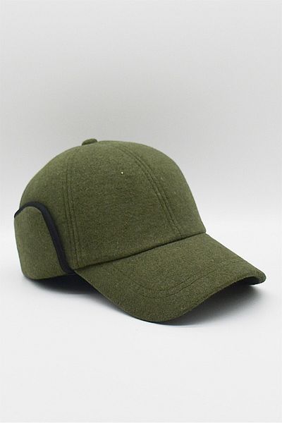 Külah Men's Khaki Wool Winter Ear Cap Baseball Hat