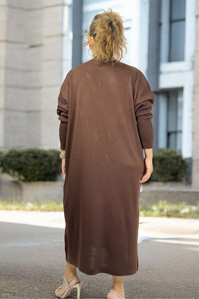 yagmurberen Stone Embroidered Drop Patterned Low Sleeve Extra Large Size Knitwear Dress