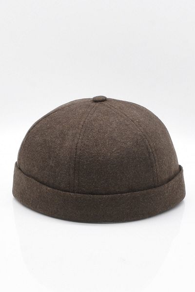 Külah Brown Hiphop Docker Hat Wool Adjustable Cap with Metal Buckle