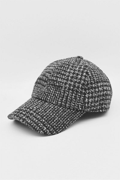 Külah Men's Baseball Cap Patterned Wool Winter Cap-black