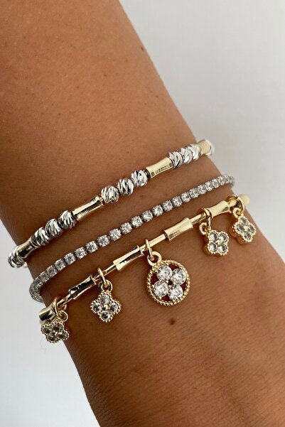 Lavian Accessories Dorika Detaylı Gold Gümüş Bileklik (1. BİLEKLİK))