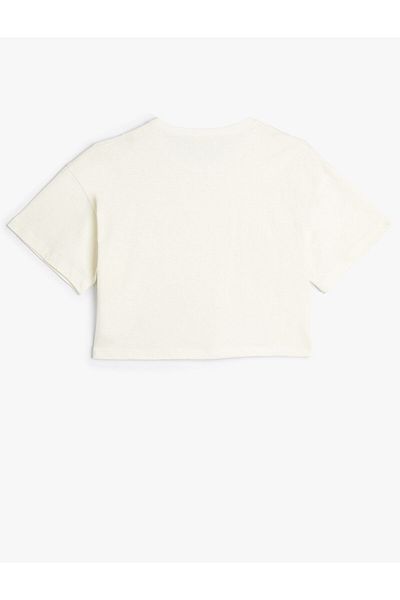 Koton T-shirt w kształcie serca, z krótkim rękawem i okrągłym dekoltem, bawełniany