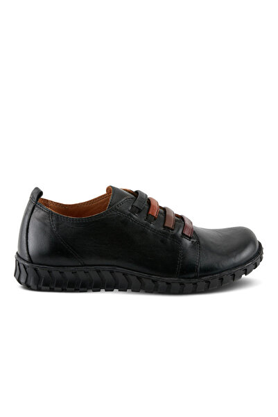 İNZE AYAKKABI Genuine Leather Black Casual Shoes Model Name: Zemrut