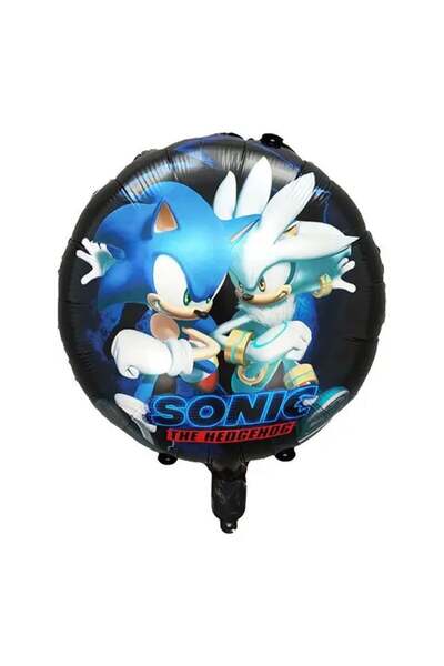 LASAGNA STORE Sonic Baskılı Yuvarlak Folyo Balon - Doğum Günü Parti Seti Malz...