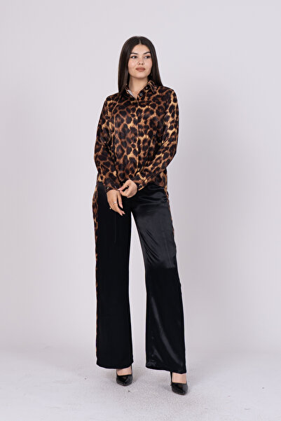 MissVina Костюм з сорочкою та брюками з леопардовим принтом та деталями на по...