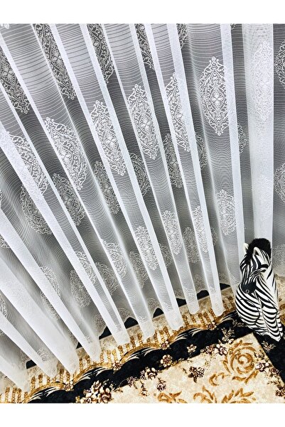 Emes Lale Desen Örme Tül Perde - Şık ve Lüks Mutfak ile Salon Kullanımı İçin,...