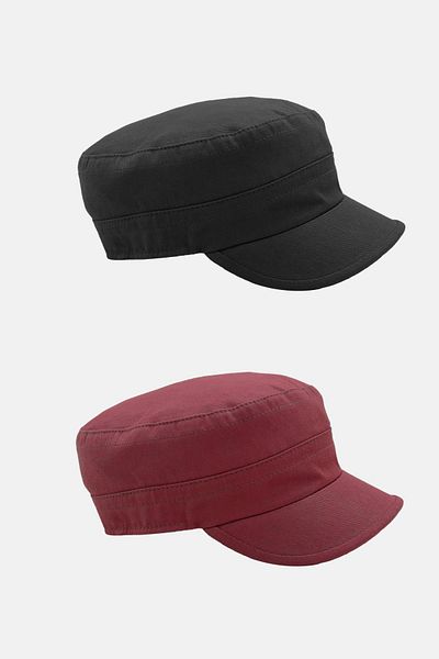 Külah Men's Fidel Castro Hat 2-Piece Cap with Rosette Detail - Black/Claret Red