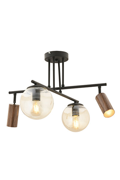 Apliqa Perla Siyah 4Lü Plafonyer Modern Retro Tasarım Spot Avize