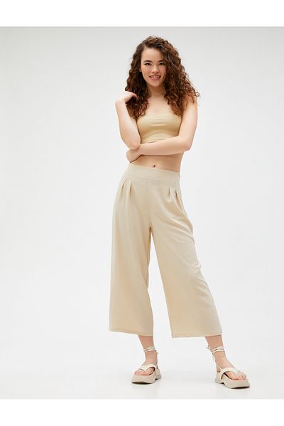 Koton Hose mit weitem Bein, bauchfrei, hohe Taille, Abnäher