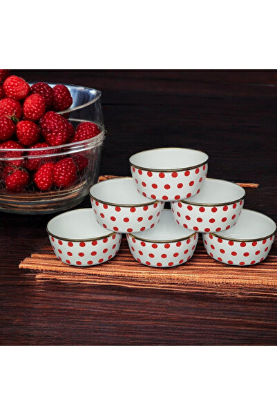 emaye market وعاء حساء منقط باللون الذهبي المطلي بالمينا، مقاس 14 سم، مجموعة ...