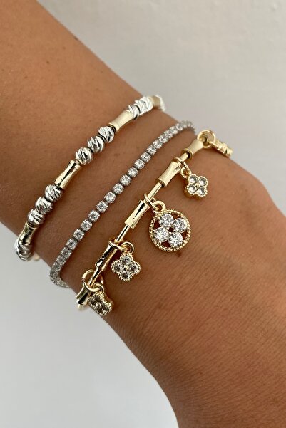 Lavian Accessories Dorika Detaylı Gold Gümüş Bileklik (1. BİLEKLİK))