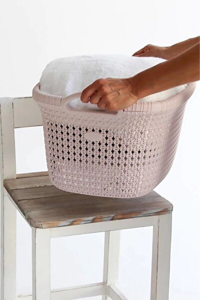 ÇEÇEN HOME Πλαστικό καλάθι ρούχων με πλεκτό σχέδιο 35 Lt (50X20CM)