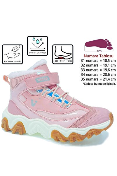 Vicco Radus Furry Light Sole Ορθοπεδικές Μπότες για κορίτσια λουστρίνι σε ροζ πούδρα