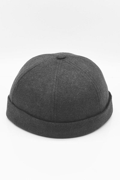 Külah Anthracite Hiphop Docker Hat Wool Adjustable Cap with Metal Buckle