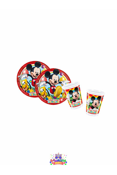 LASAGNA STORE Mickey Mouse Tabak Ve Bardak 16 Adet - Doğum Günü Parti Seti Malzemeleri