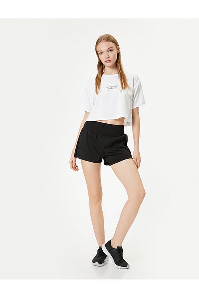 Koton Αθλητικό T-Shirt Crew Neck Crop - Κοντομάνικο και λεπτομέρεια στάμπα
