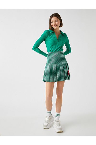 Koton Women's Green Pleated Skirt 2SAL70018IW