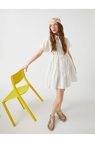 Koton Kurzärmliges Mini-Hemdkleid