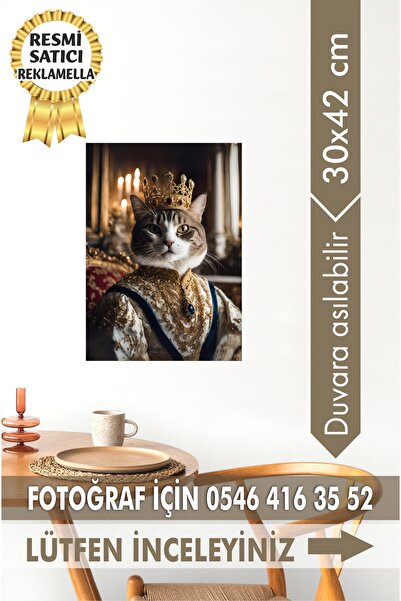 reklamella No:15 Kişiye Özel Tasarım Evcil Hayvan Tablosu Patili Hediyelik Kraliyet kıyafetli Portresi