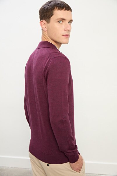 Owen Erkek Polo Yaka Triko Kazak-Bordo