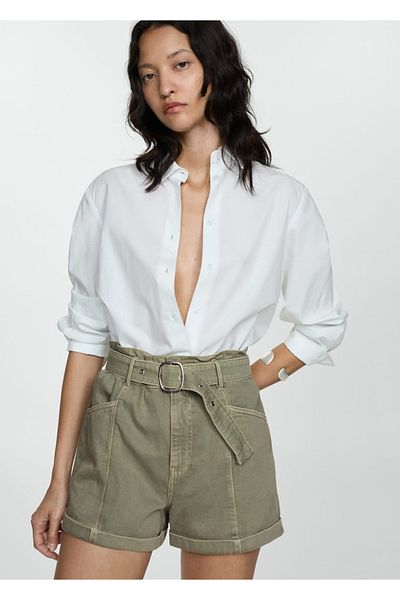 MANGO Woman Denim Shorts with Belt